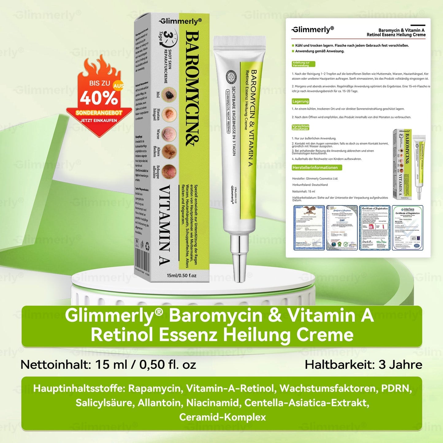 (LETZTER TAG – 40 % RABATT🔥) 💕𝗚𝗹𝗶𝗺𝗺𝗲𝗿𝗹𝘆® 𝗣𝗮𝗿𝗼𝗺𝗼𝗺𝘆𝗰𝗶𝗻 & 𝗩𝗶𝘁𝗮‑𝗔 𝗥𝗲𝘁𝗶𝗻𝗼𝗹 𝗠𝗶𝗸𝗿𝗼‑𝗜𝗻𝗳𝘂𝘀𝗶𝗼𝗻 𝗥𝗲𝗽𝗮𝗶𝗿 𝗖𝗿𝗲𝗮𝗺 (mit flüssigen Mikronadeln, formuliert zur Unterstützung der Entfernung von Warzen, Muttermalen, Altersflecken und Skin‑Tags)