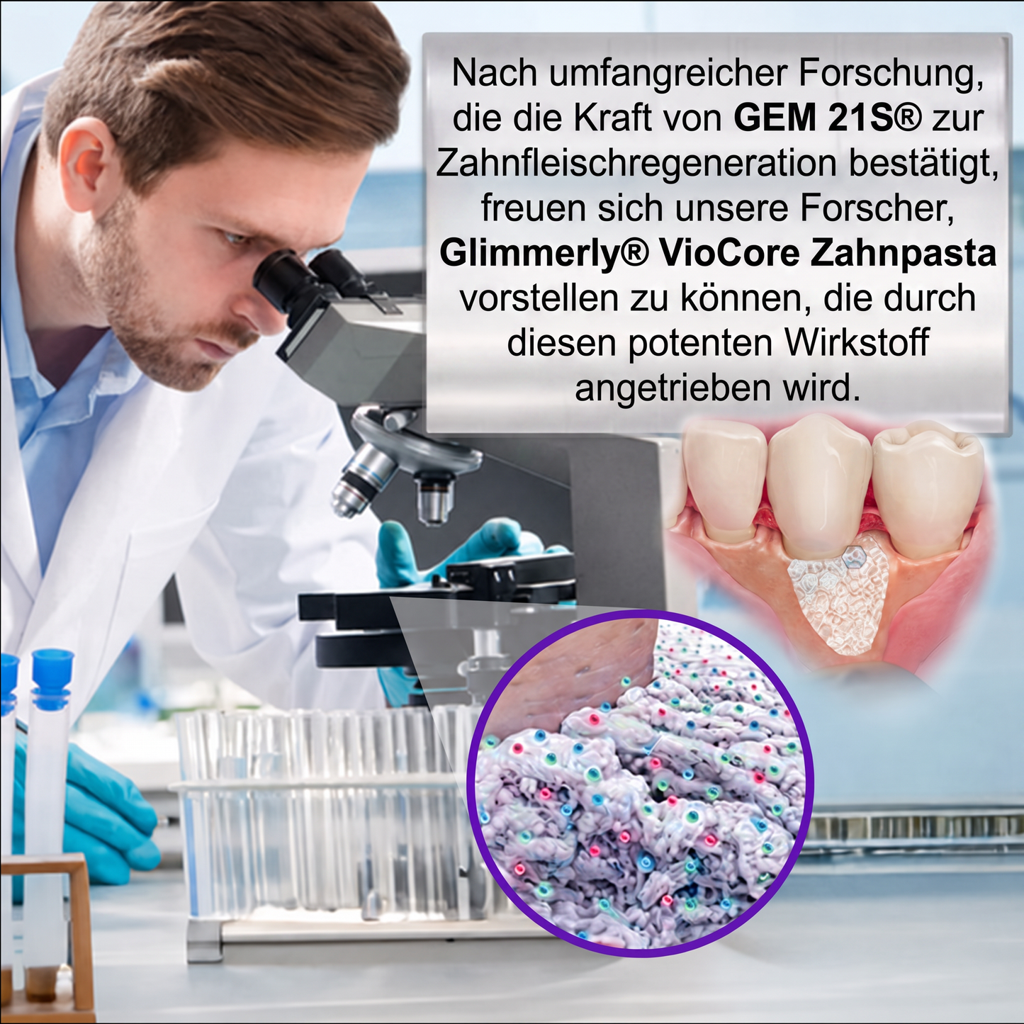 Glimmerly®🦷 VioCore Zahnpasta zur Behandlung von Zahnfleischentzündungen und Parodontitis mit Bienengift🌻